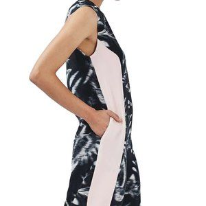 Topshop Boutique Side Stripe Bird Print Midi Dress